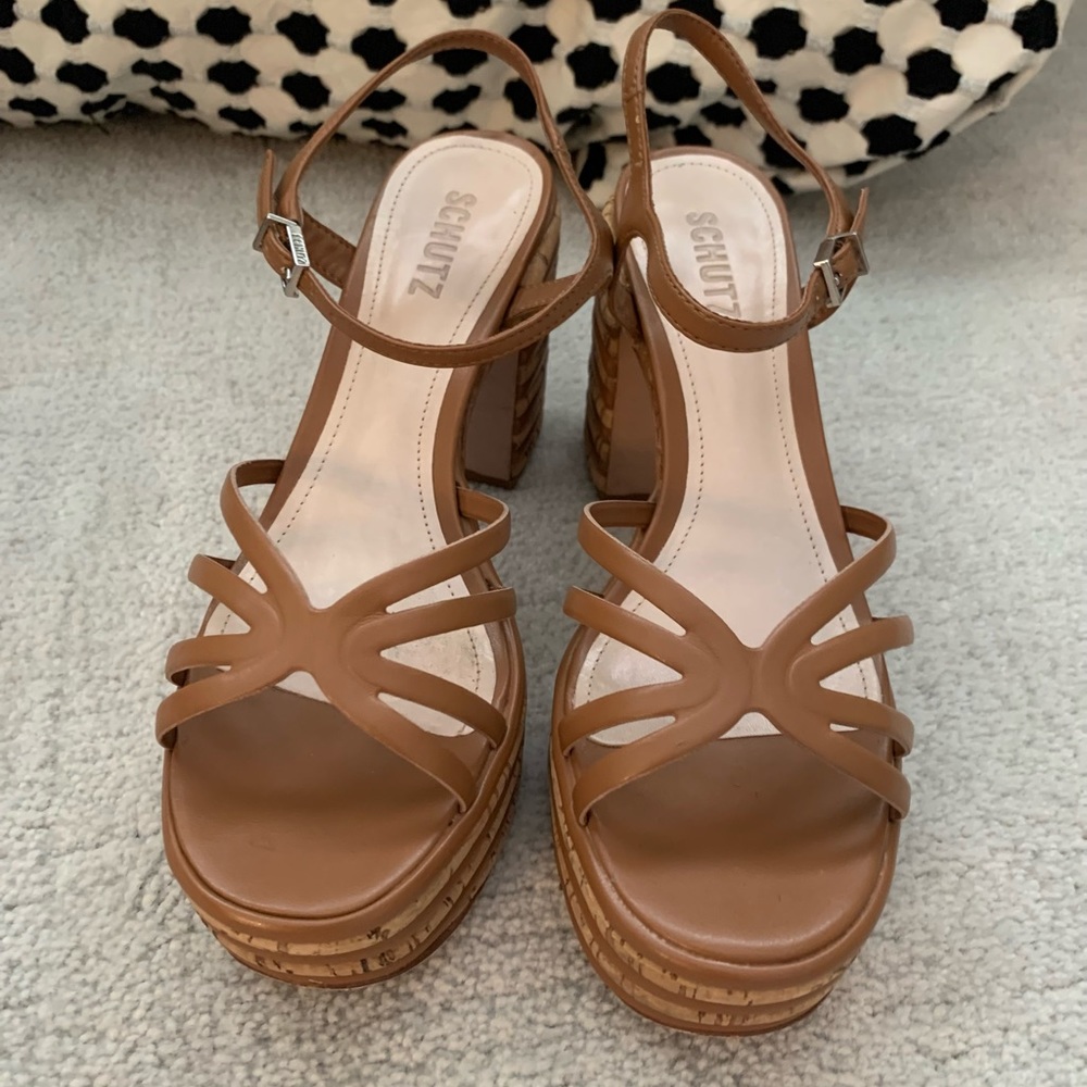 SCHUTZ Tan Platform Sandals